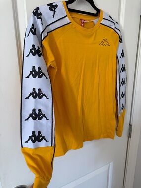 Kappa Yellow Long-Sleeve Logo Tape Tee with White & Black Accents street wear